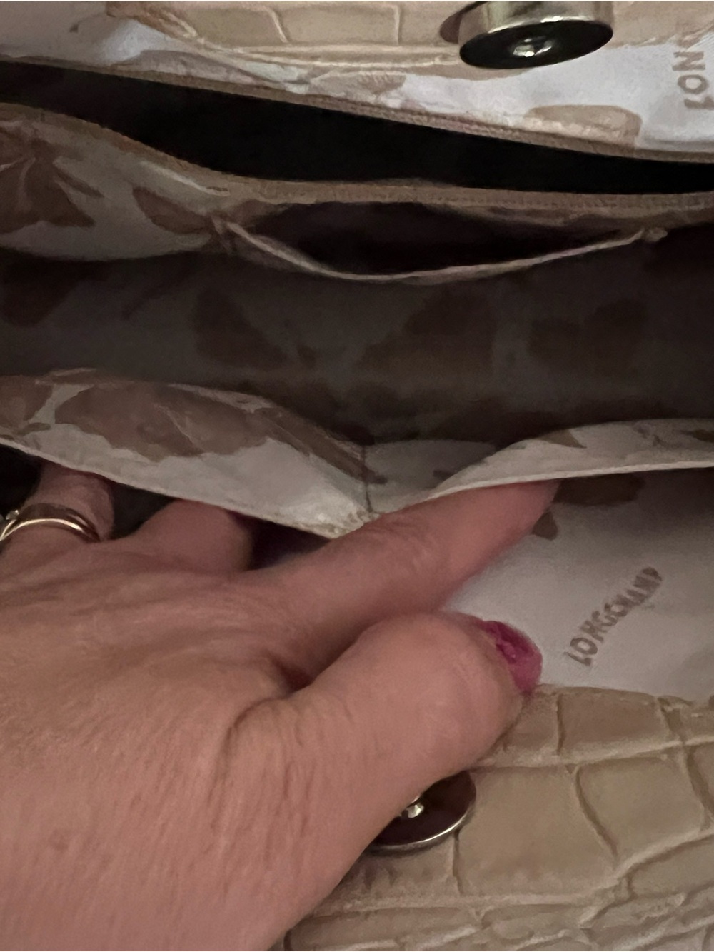 Longchamp Croc-Embossed Leather Satchel in Light Blush - Picture 14 of 16
